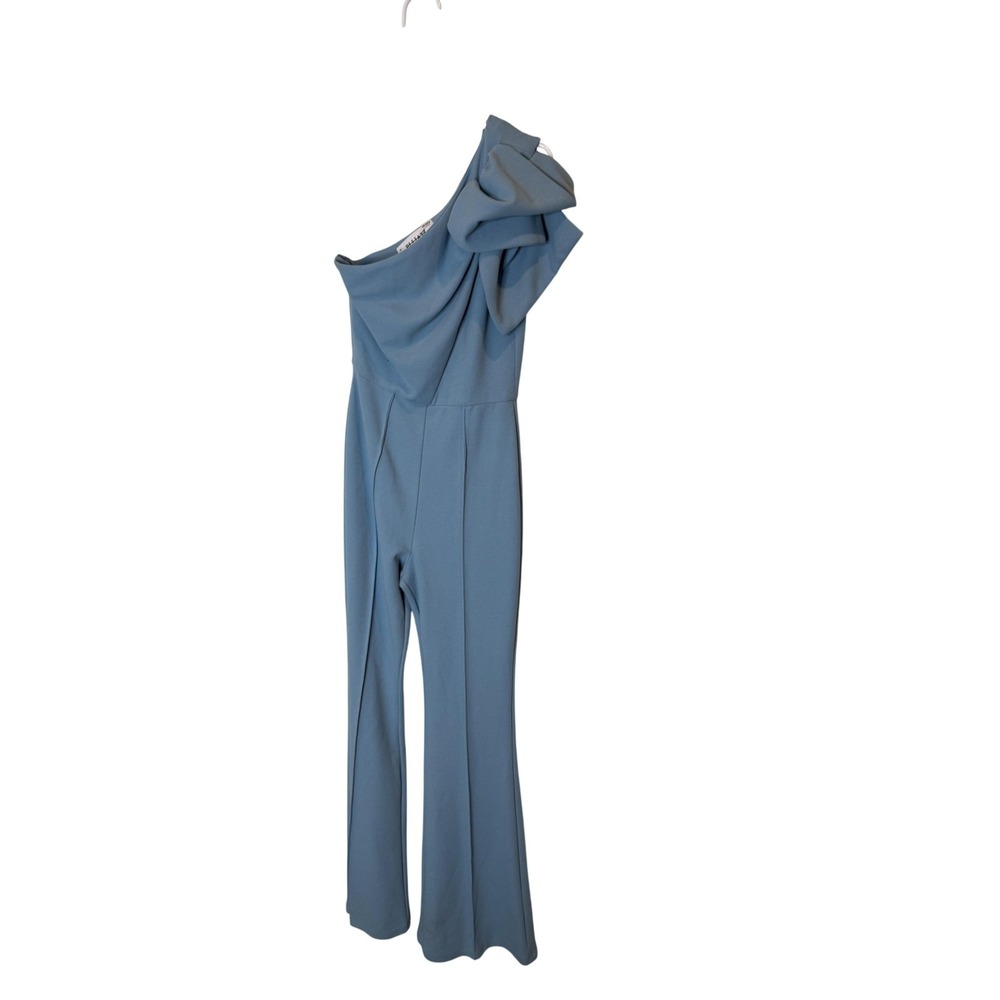 Elliatt Jumpsuit Womens XXS Blue One Shoulder Ruffle Wide Leg Crepe‎ Formal